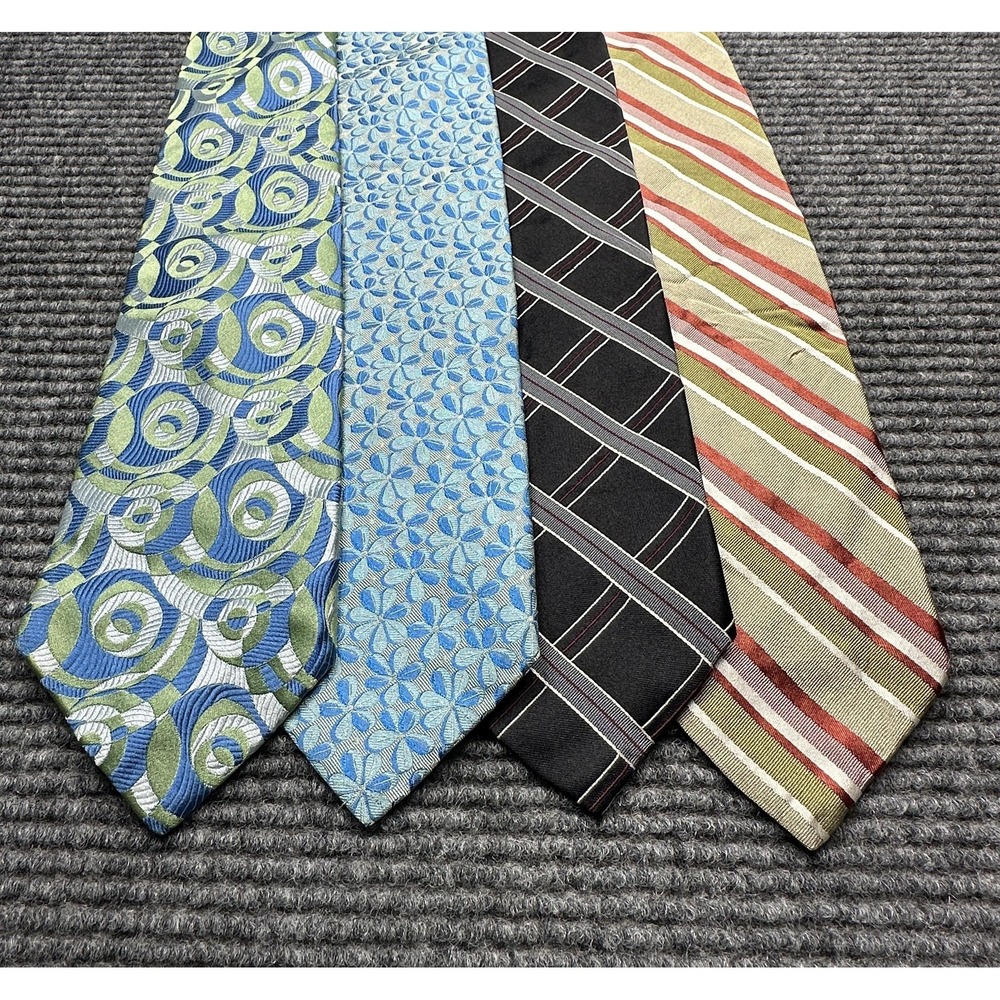 Express Ties Lot of 4 Mens Made in USA 100% Italian Silk‎ Striped Geometric